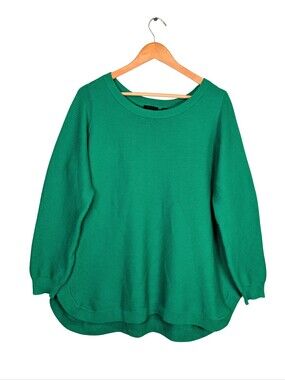 Cyrus women's 1X ribbed pullover sweater Bright Green Crewneck relaxed scoop